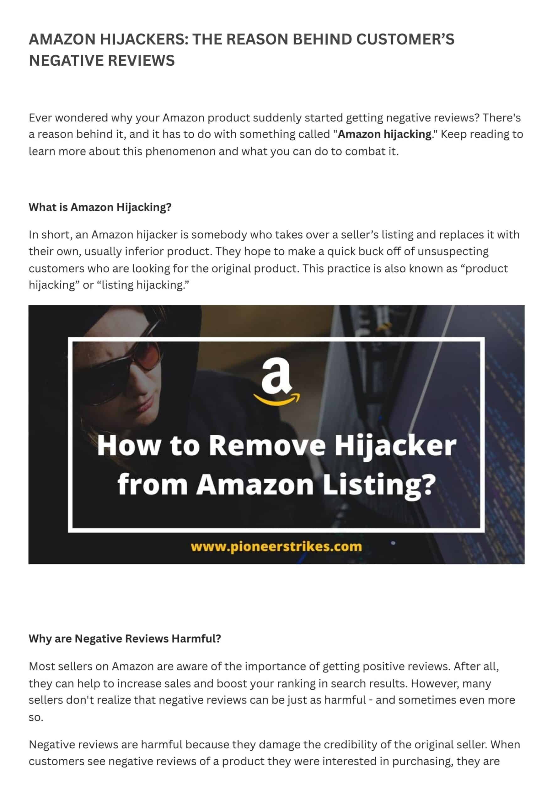 Amazon Hijackers The Reason Behind A Customer S Negative Reviews