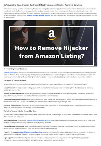 Protecting Your Profits The Importance Of Amazon Hijacker Removal For Your Business